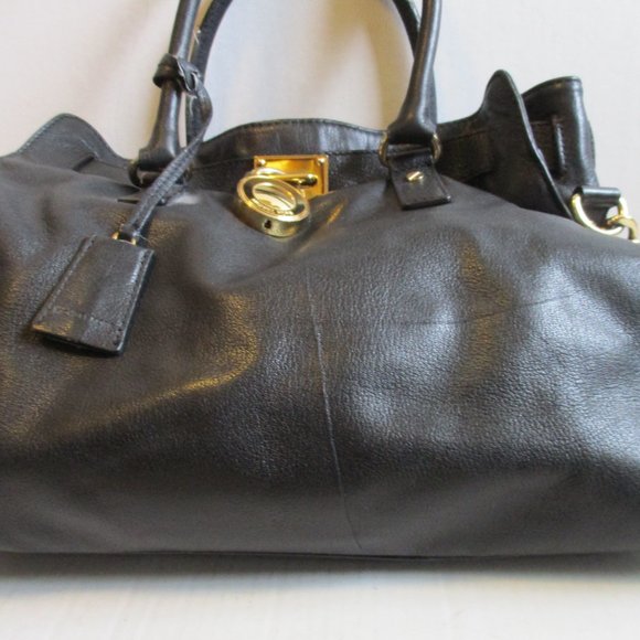 *Michael Kors HAMILTON 2-WAY Black Pebbled Leather Satchel - Picture 2 of 9